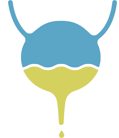 Diagram of a bladder showing urinary leakage for Emsella pelvic floor therapy in Amsterdam